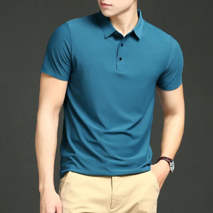 Camisa Polo Masculina em Seda Gelo Vizencci