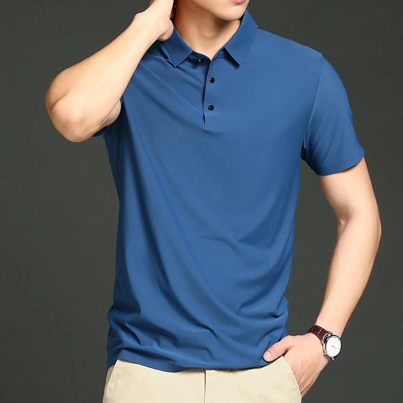 Camisa Polo Masculina em Seda Gelo Vizencci